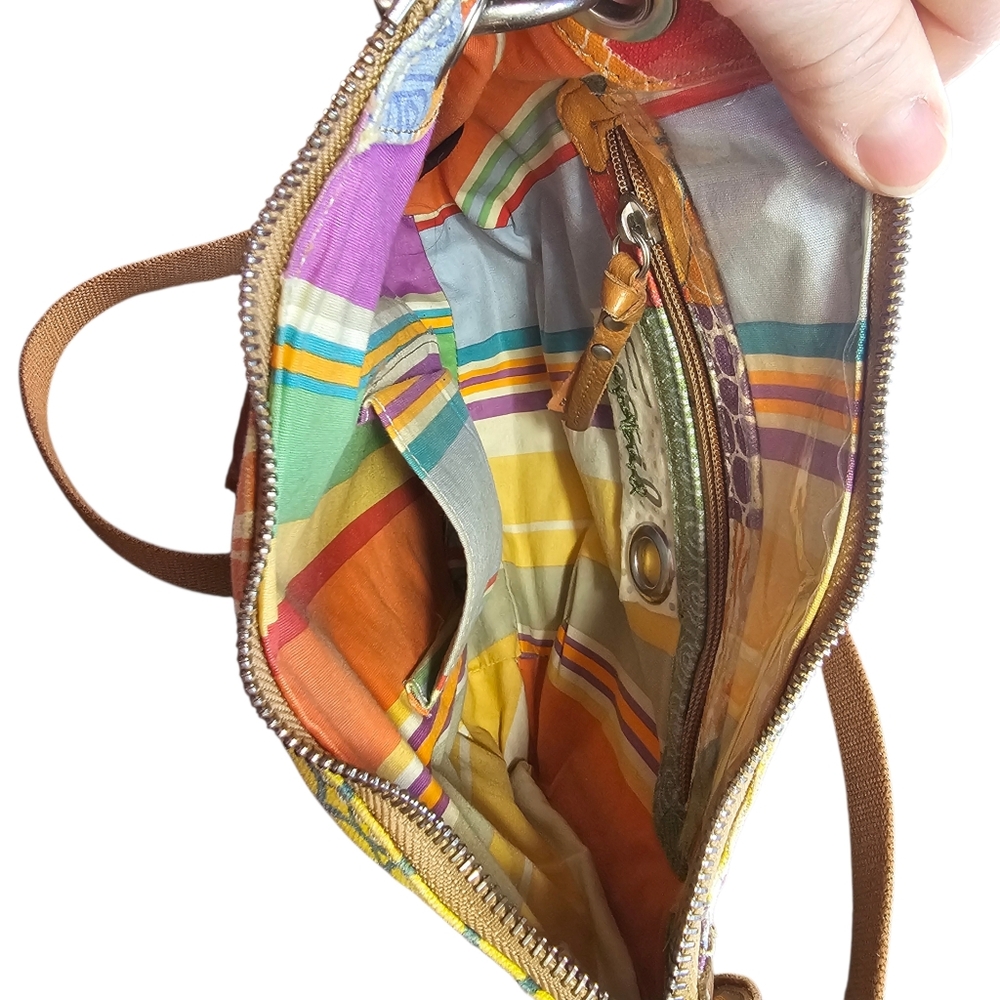 Fossil Multicolor Patchwork Floral Canvas Bag Wit… - image 6